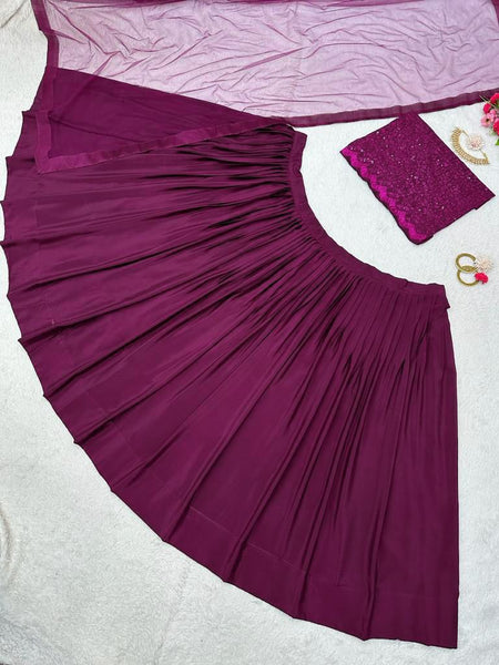 Magenta Color Enchanting Magenta Chinon Silk Lehenga Choli with Thread and Sequence Work