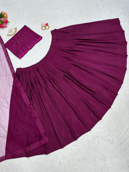 Magenta Color Enchanting Magenta Chinon Silk Lehenga Choli with Thread and Sequence Work