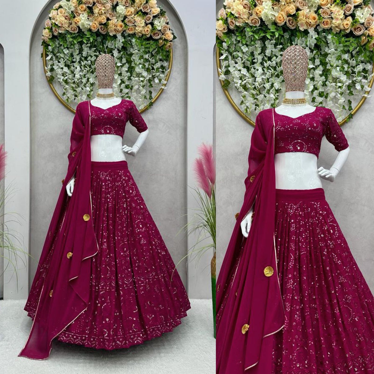 Magenta color Ethereal Elegance Foux Georgette Choli Lehenga with Dupatta