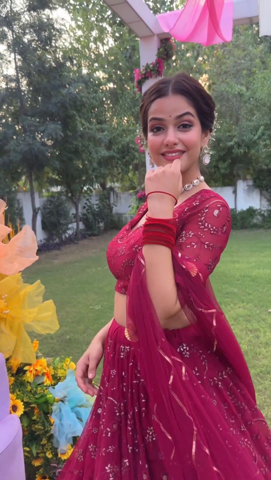Magenta color Ethereal Elegance Foux Georgette Choli Lehenga with Dupatta