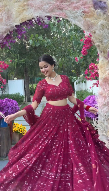 Magenta color Ethereal Elegance Foux Georgette Choli Lehenga with Dupatta