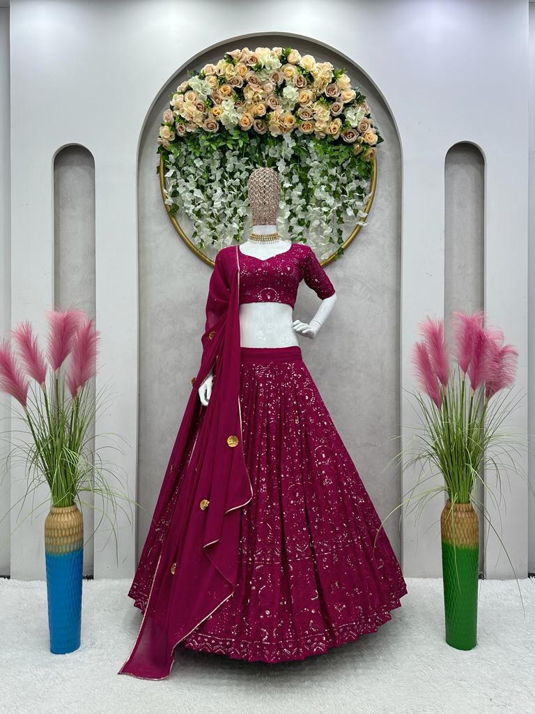 Magenta color Ethereal Elegance Foux Georgette Choli Lehenga with Dupatta