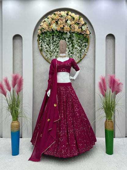 Magenta color Ethereal Elegance Foux Georgette Choli Lehenga with Dupatta