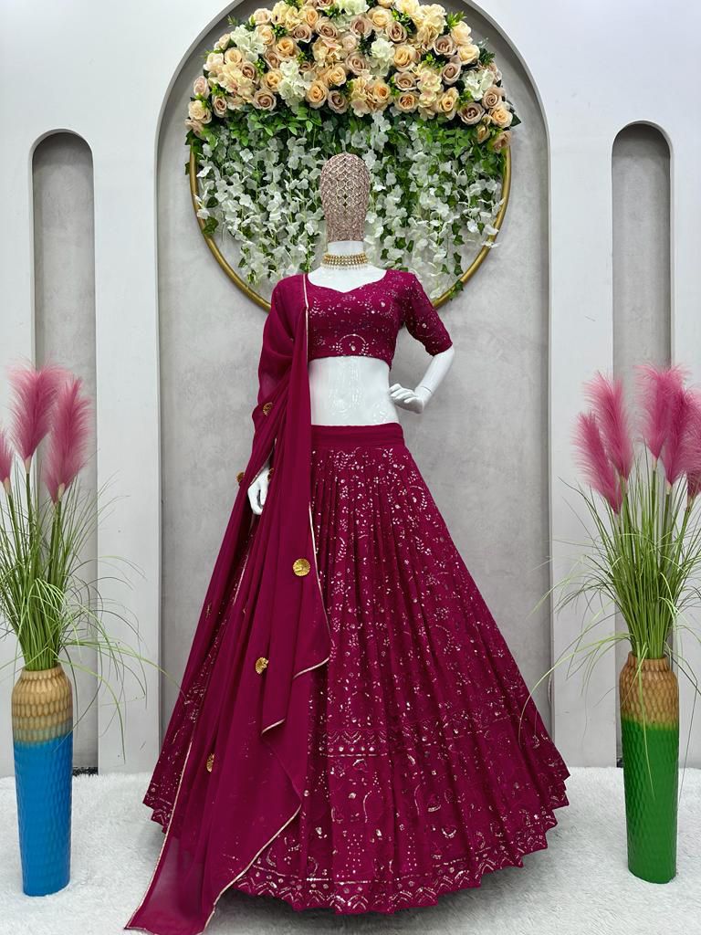 Magenta color Ethereal Elegance Foux Georgette Choli Lehenga with Dupatta