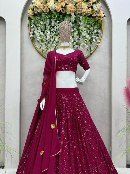 Magenta color Ethereal Elegance Foux Georgette Choli Lehenga with Dupatta
