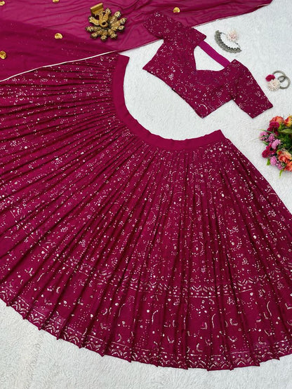 Magenta color Ethereal Elegance Foux Georgette Choli Lehenga with Dupatta