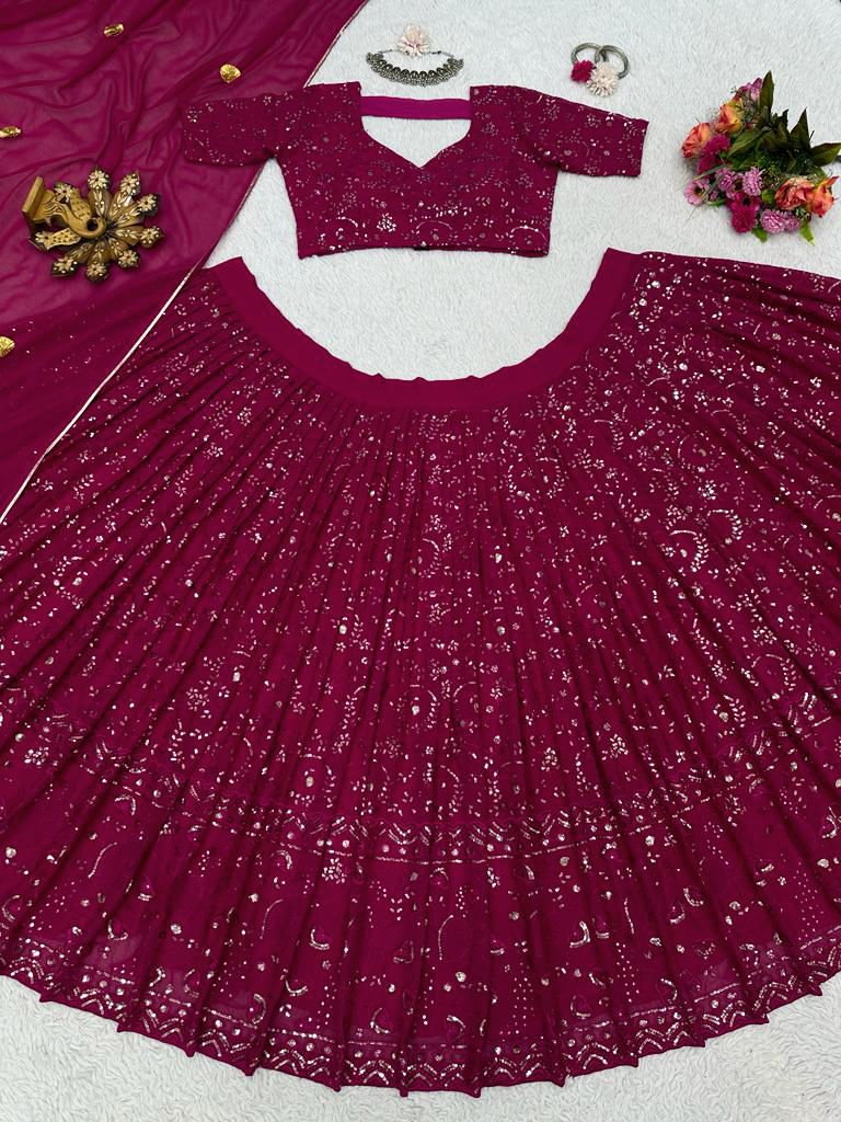 Magenta color Ethereal Elegance Foux Georgette Choli Lehenga with Dupatta