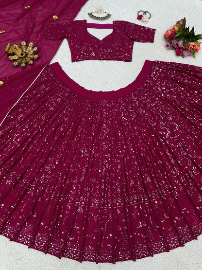Magenta color Ethereal Elegance Foux Georgette Choli Lehenga with Dupatta