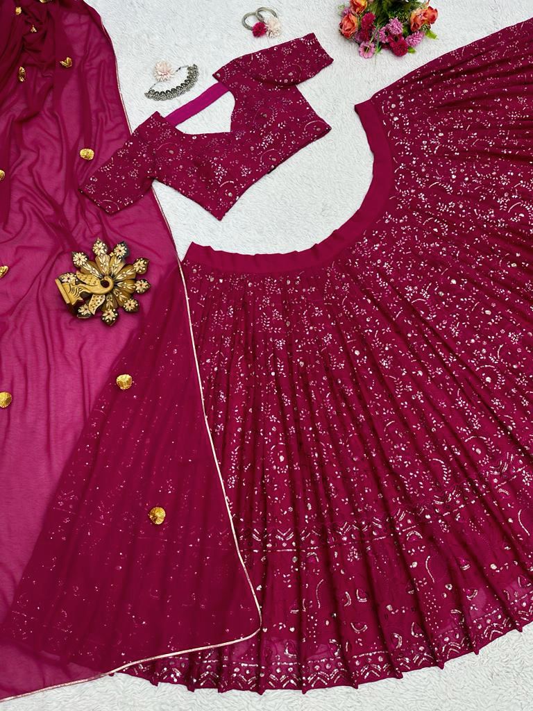 Magenta color Ethereal Elegance Foux Georgette Choli Lehenga with Dupatta