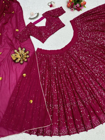 Magenta color Ethereal Elegance Foux Georgette Choli Lehenga with Dupatta