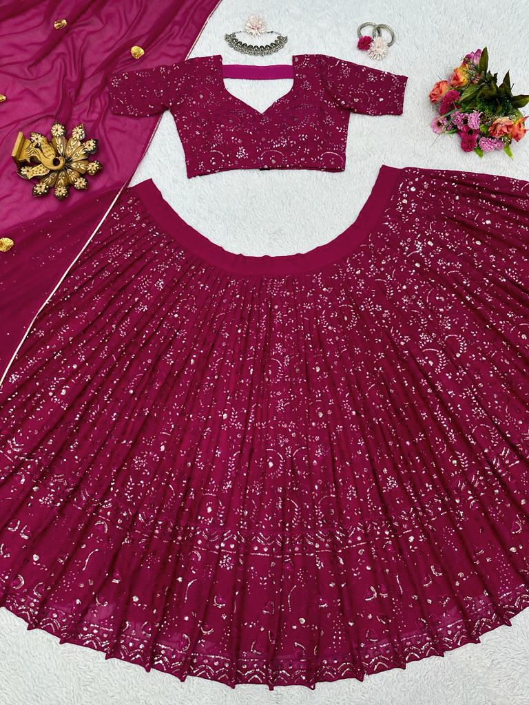 Magenta color Ethereal Elegance Foux Georgette Choli Lehenga with Dupatta