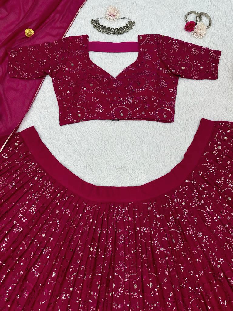 Magenta color Ethereal Elegance Foux Georgette Choli Lehenga with Dupatta