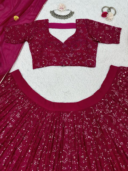 Magenta color Ethereal Elegance Foux Georgette Choli Lehenga with Dupatta
