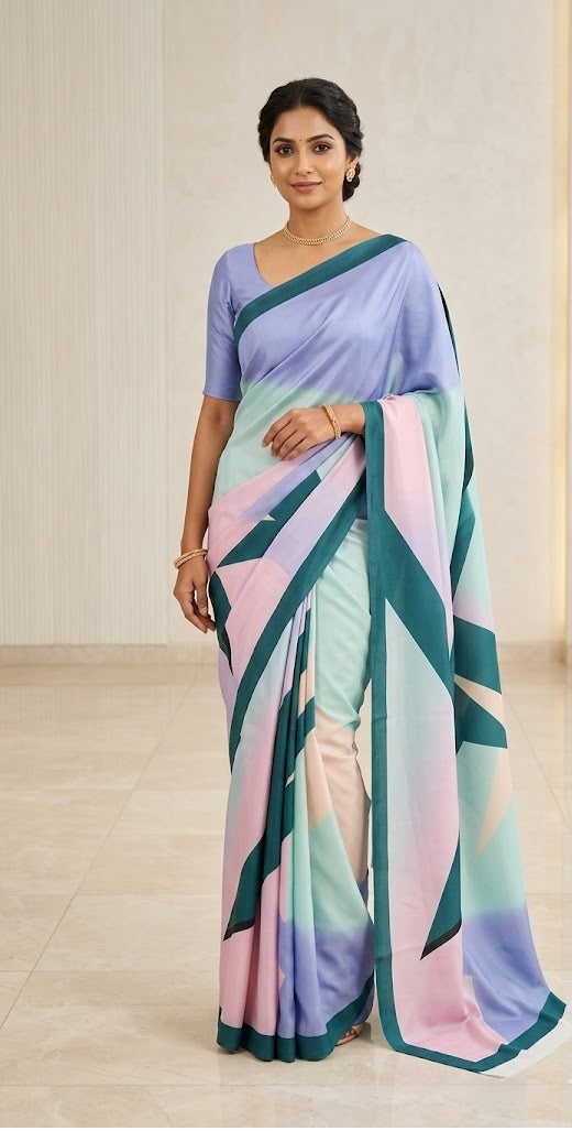 SATIN PRINTED SAREE