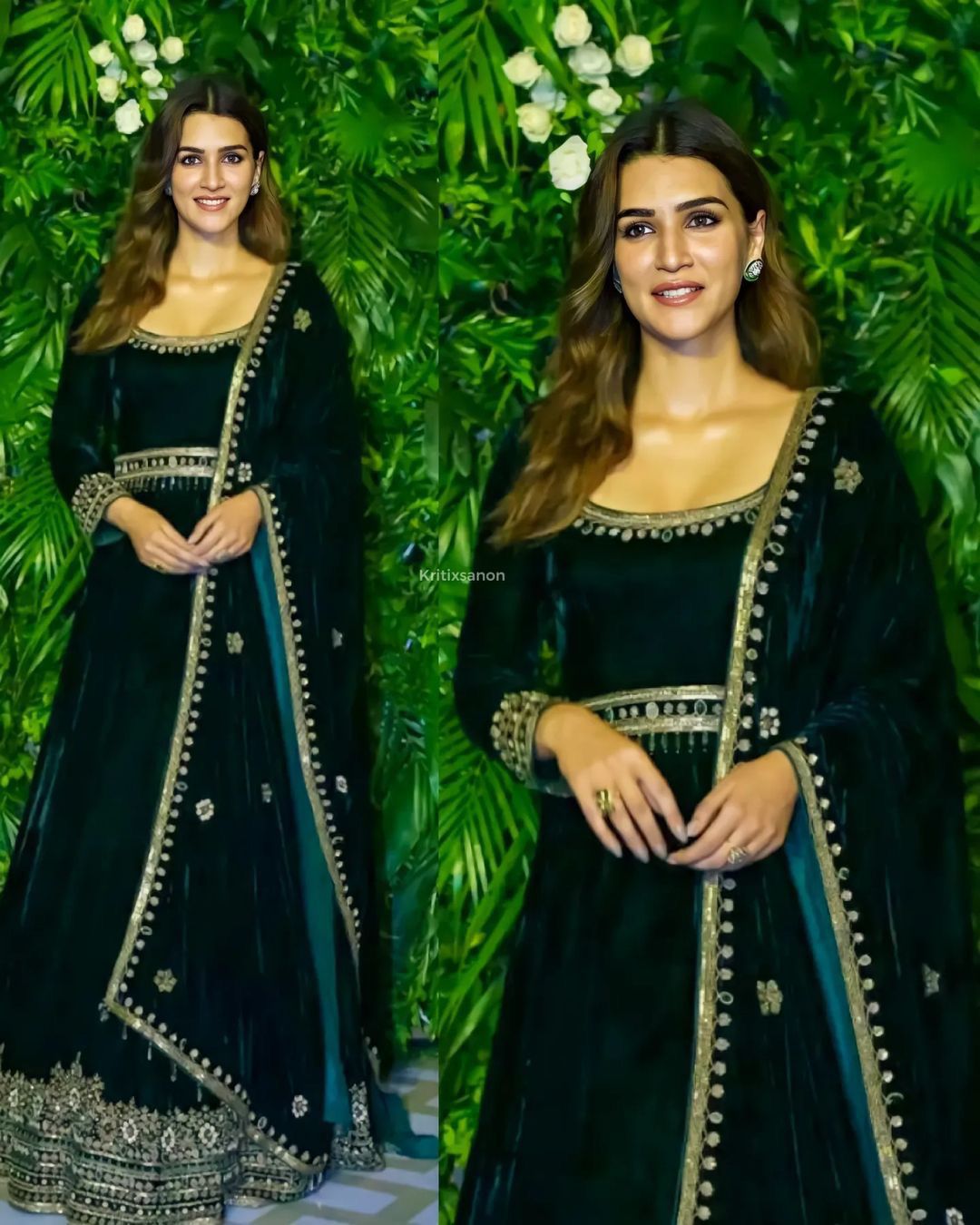 Green Designer Party Wear Look Viscose Velvet With Heavy Embroidery Work Gown With Dupatta
