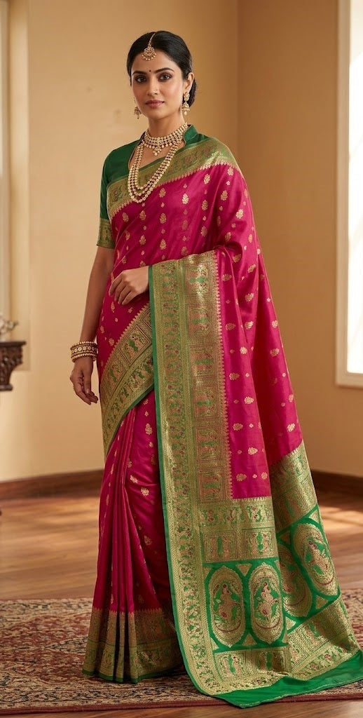 Pink Banarasi Silk Saree
