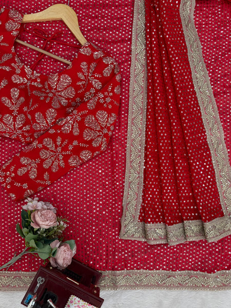 Exquisite Faux Blooming Georgette Saree with Intricate Coding Work