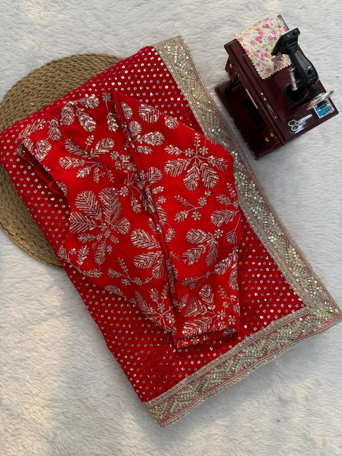 Exquisite Faux Blooming Georgette Saree with Intricate Coding Work