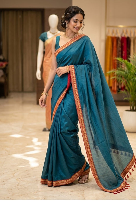 Rama Blue Saree For Women