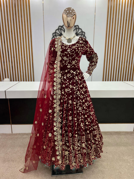 Full Embroidery Stitched Gown
