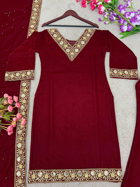 Velvet salwar suit for women for party wear