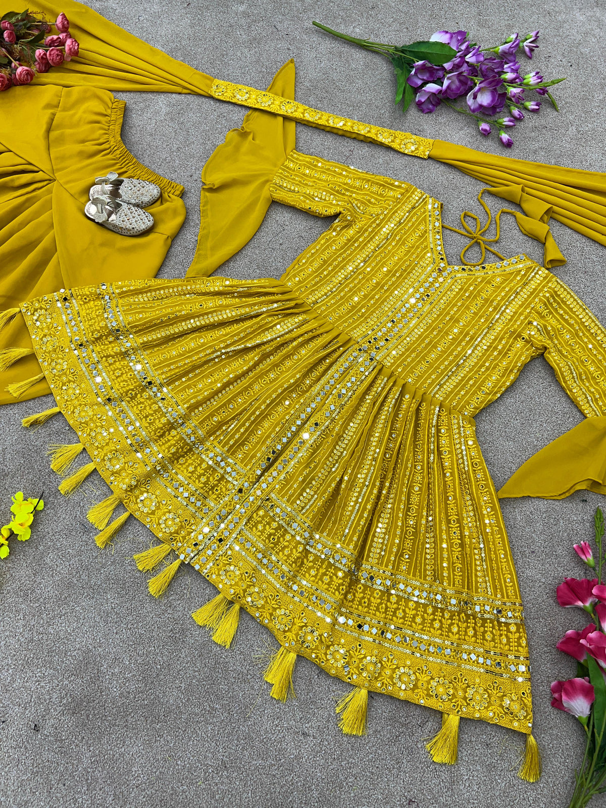 Yellow Women Dhoti Kurta Dupatta Set For Women