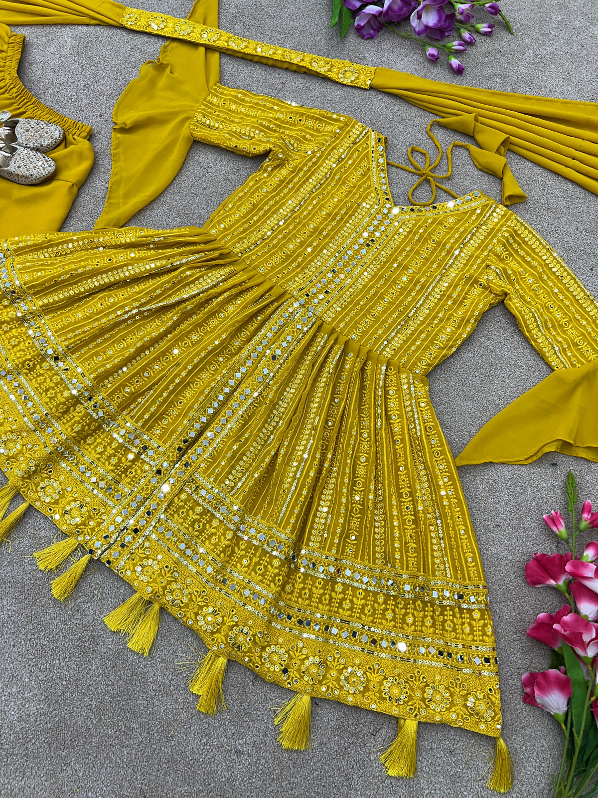 Yellow Women Dhoti Kurta Dupatta Set For Women