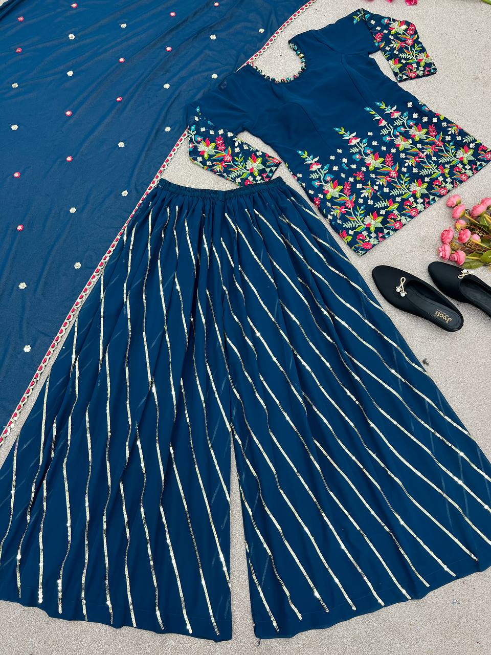 Newest Georgette Palazzo Suit
