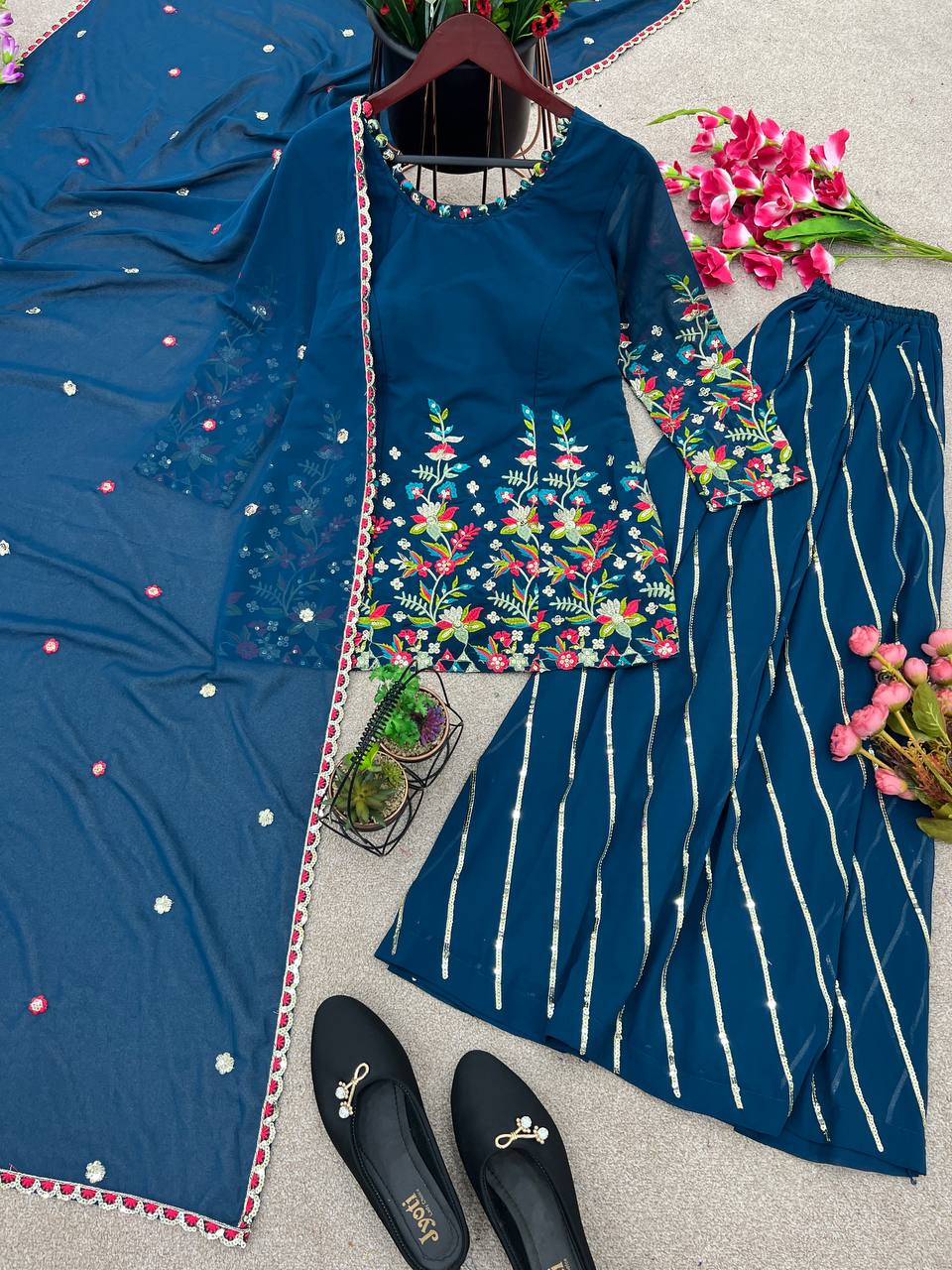 Newest Georgette Palazzo Suit