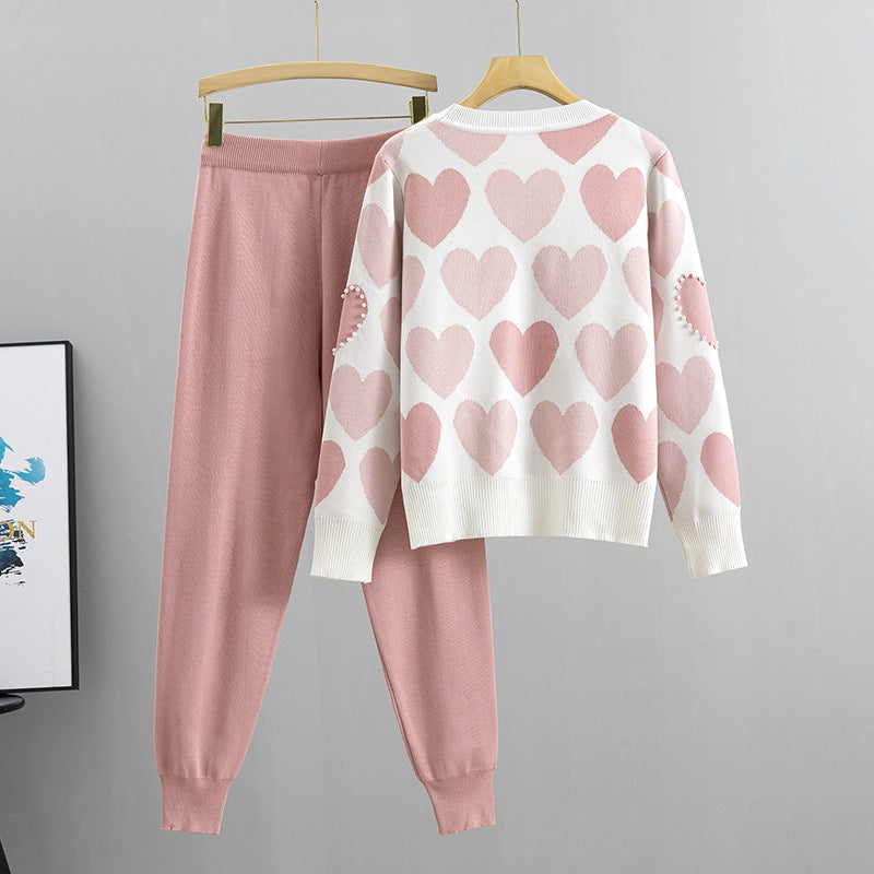 Preppy Outfit With Heart-shaped Beaded Accents