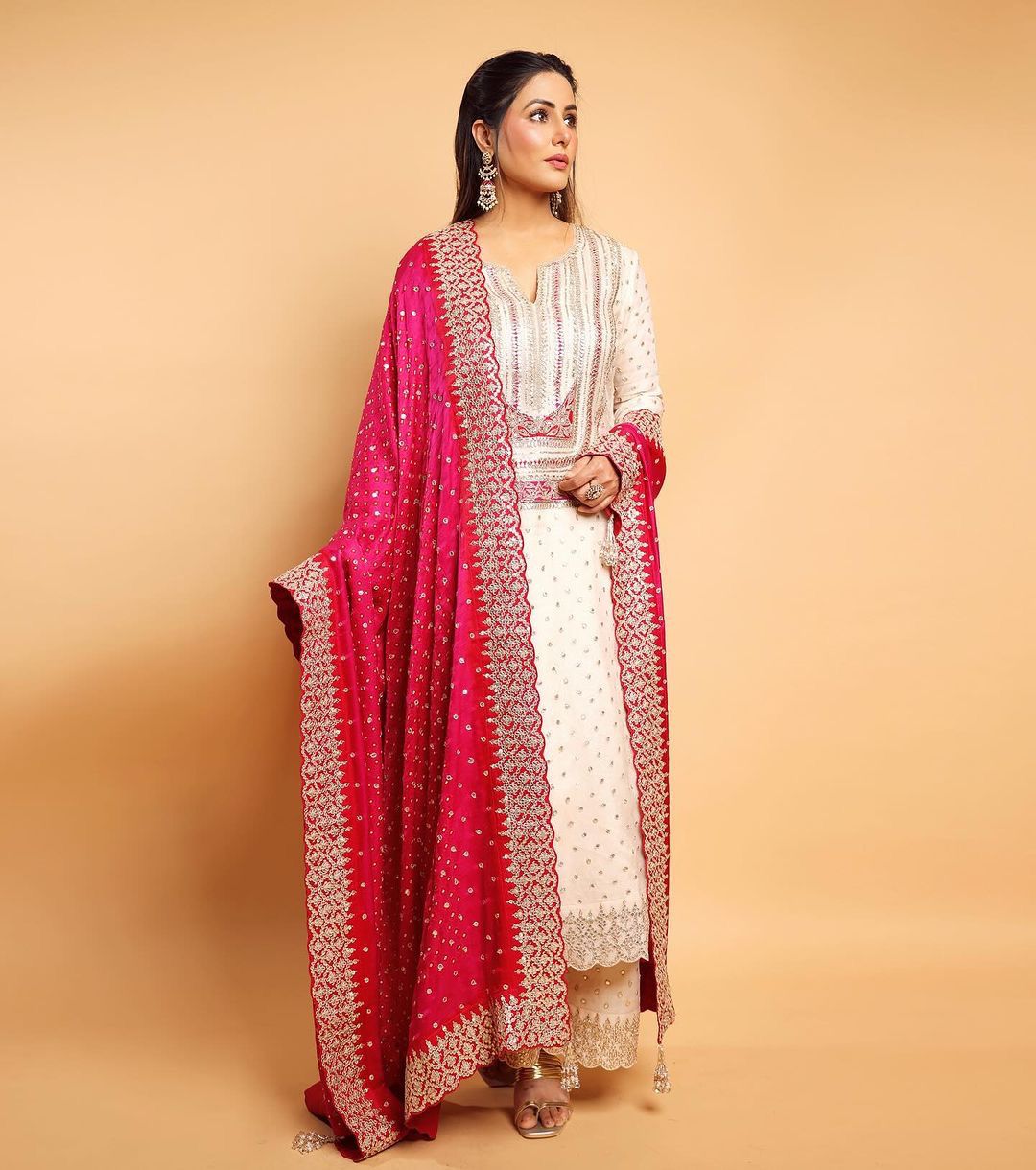 Cream Color Salwar Suit With Dupatta by Villefashion