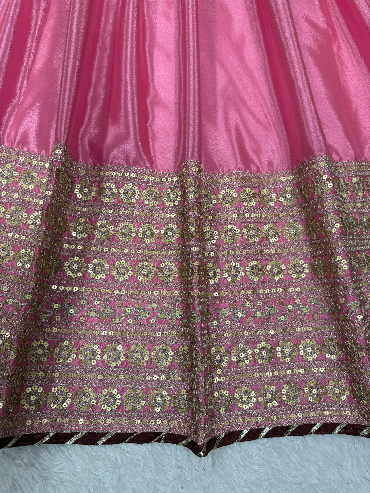 Elegant Chinon Silk Ethnic Set with Thread Sequence Embroidery