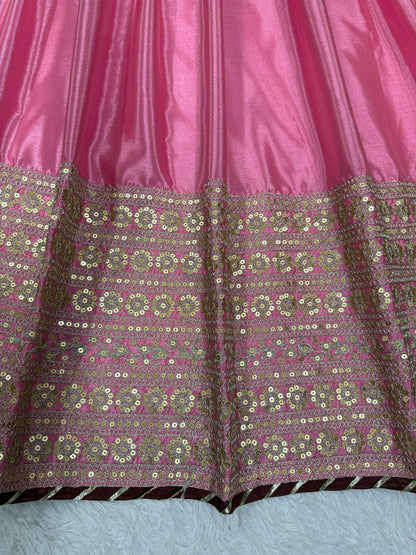Elegant Chinon Silk Ethnic Set with Thread Sequence Embroidery