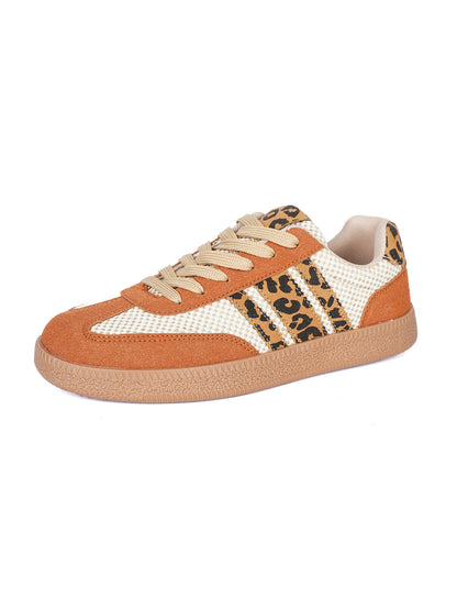 Retro New Arrival Lace-up Color-block Round-toe Contrasting-color Flats