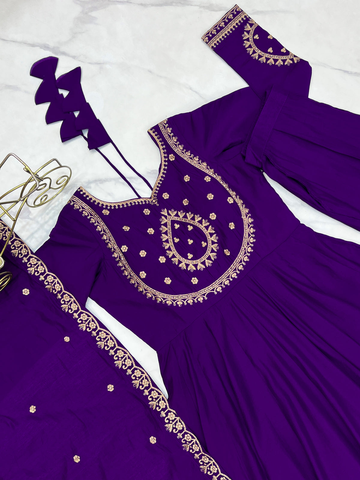 Roman Chanderi Silk Anarkali Gown.