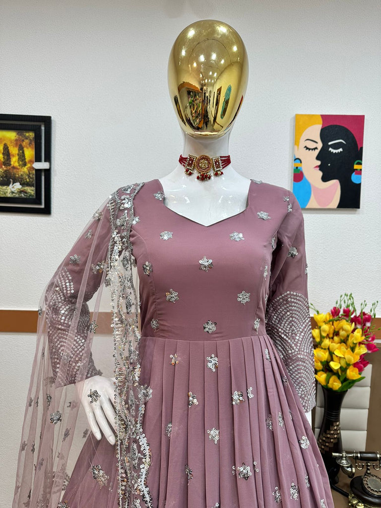 Onion Color Party Wear ReadyMade Designer Gown :: ANOKHI FASHION