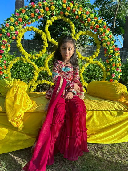 Rani color Sharara Plazzo suit Mother Daughter Combo