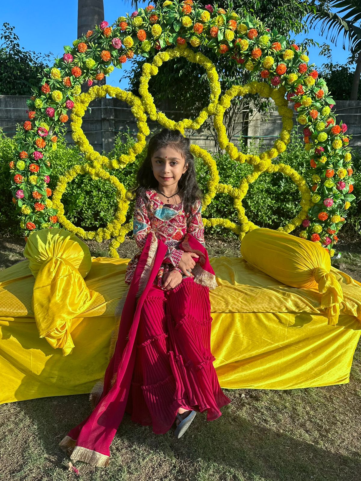 Rani color Sharara Plazzo suit Mother Daughter Combo