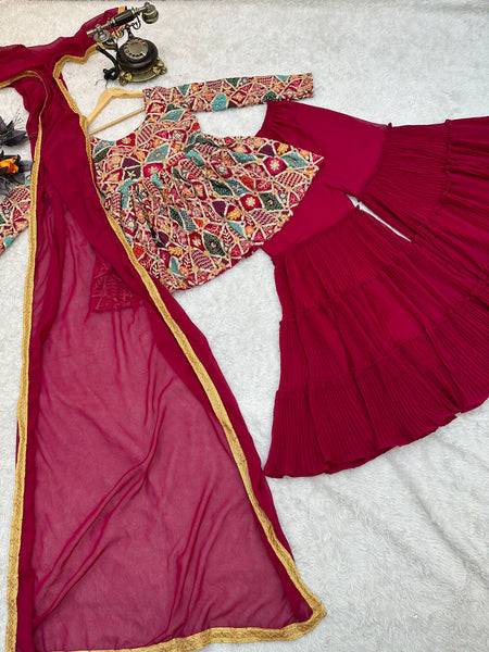 Rani color Sharara Plazzo suit Mother Daughter Combo