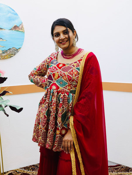 Rani color Sharara Plazzo suit Mother Daughter Combo