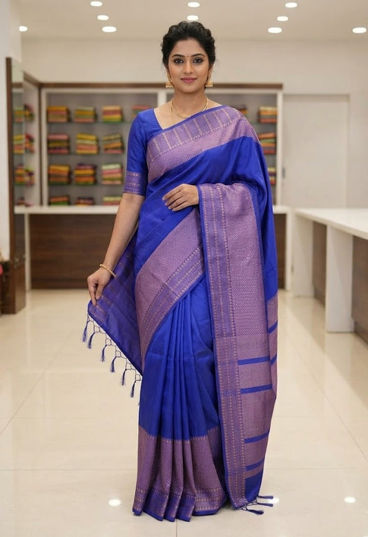 BANARASI SILK BLUE COLOR SAREE