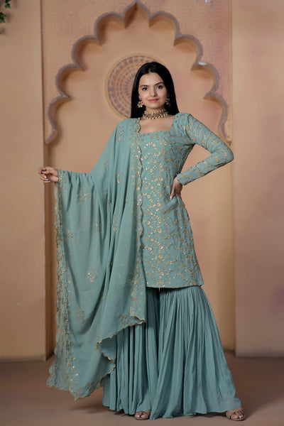 Kurti Dupatta Sharara Palaazo Suit For Women