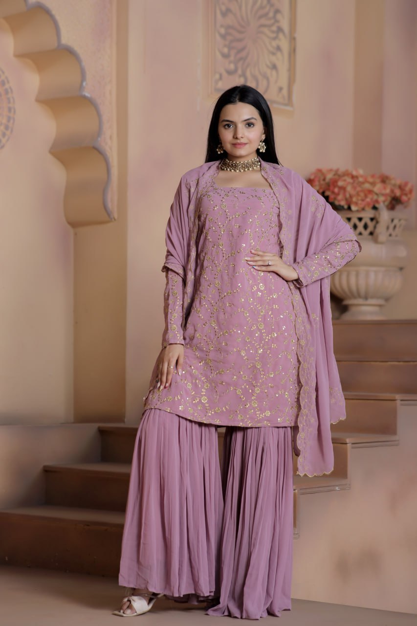 Kurti Dupatta Sharara Palaazo Suit For Women