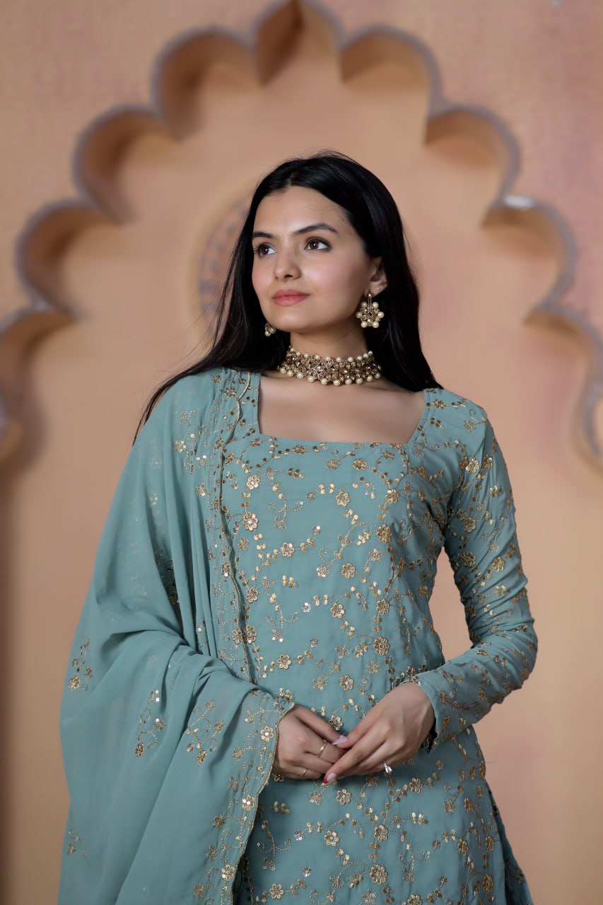 Kurti Dupatta Sharara Palaazo Suit For Women