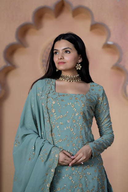 Kurti Dupatta Sharara Palaazo Suit For Women