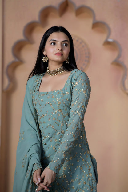 Kurti Dupatta Sharara Palaazo Suit For Women