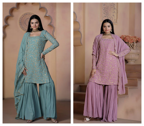 Kurti Dupatta Sharara Palaazo Suit For Women