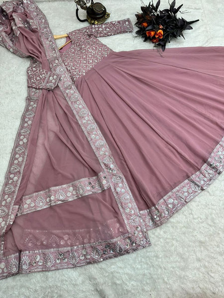 Latest Embroidery work Georgette Gown With Dupatta