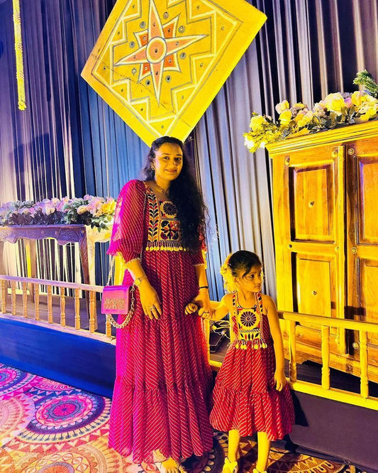 Rain Color Mother Daughter Combo Long Gown