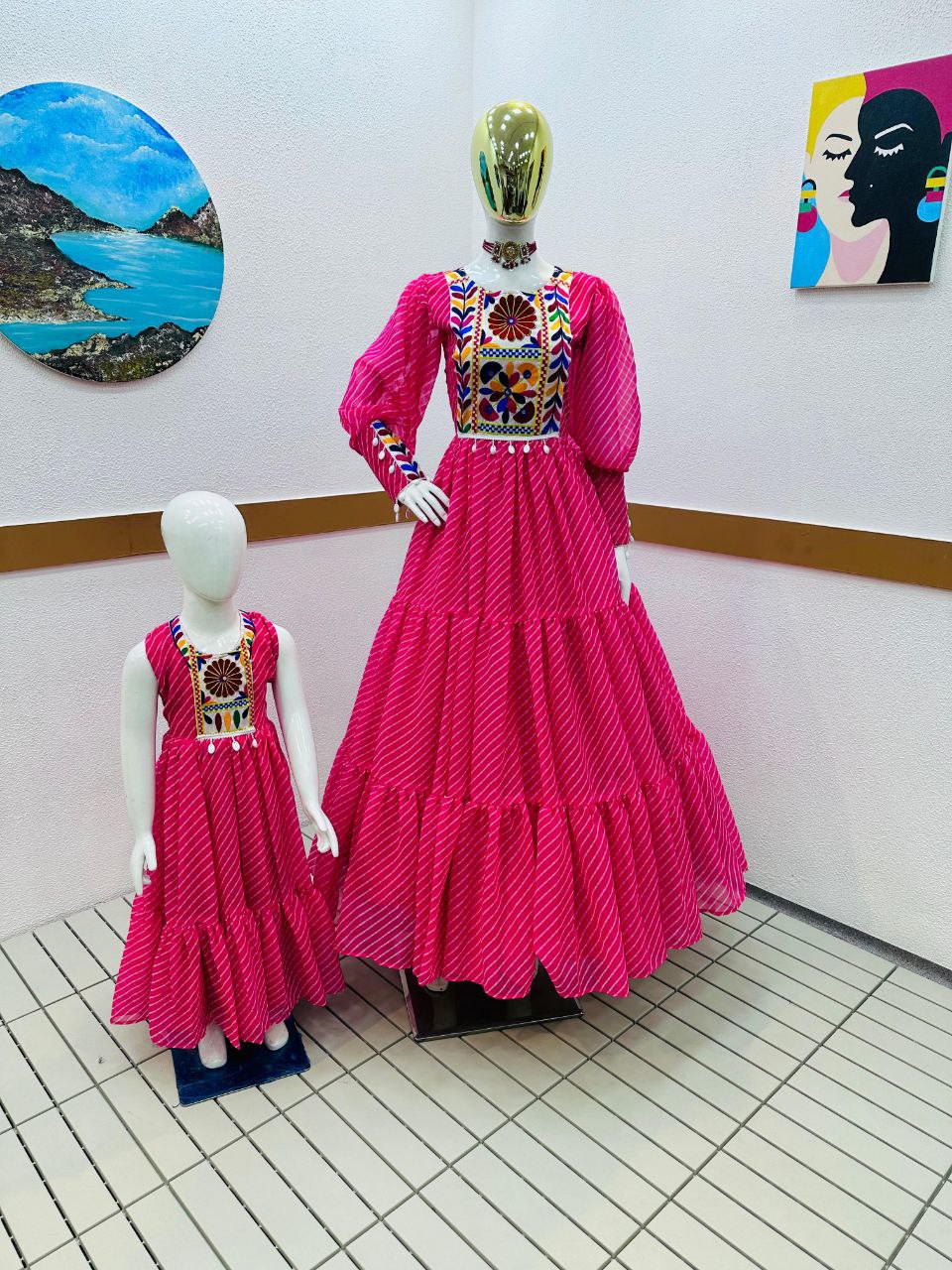 Rain Color Mother Daughter Combo Long Gown